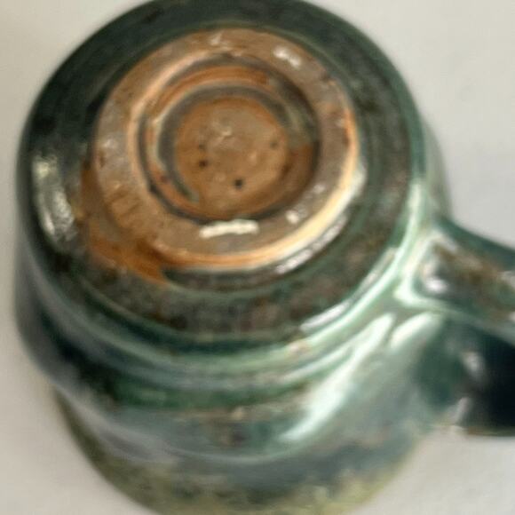 Studio Art Pottery Mug 3.5" Stoneware Green Speckled Lumpy - Picture 10 of 10